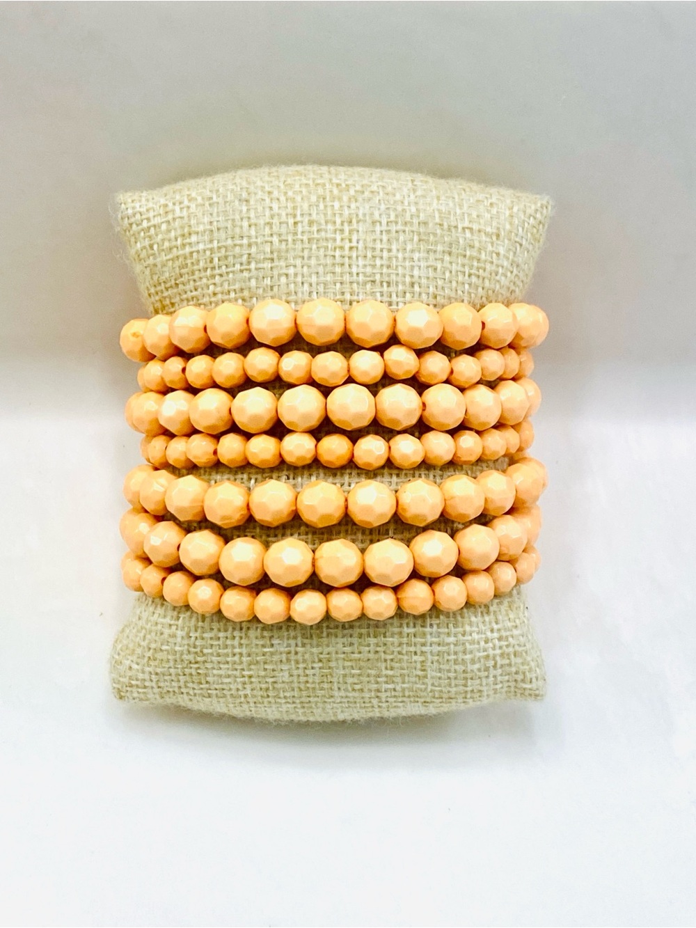 Peach Beaded Stretch Bracelet Set